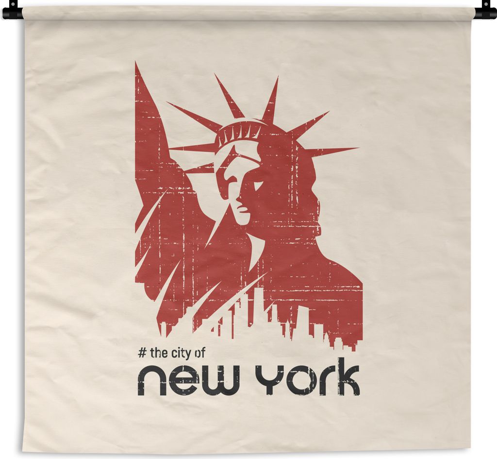 MuchoWow Wandteppich Wandbehang New York - Freiheitsstatue - Rosa 150x150 cm Tapisserie Dekoration Wandtuch - Wohnaccessoires - Modernes