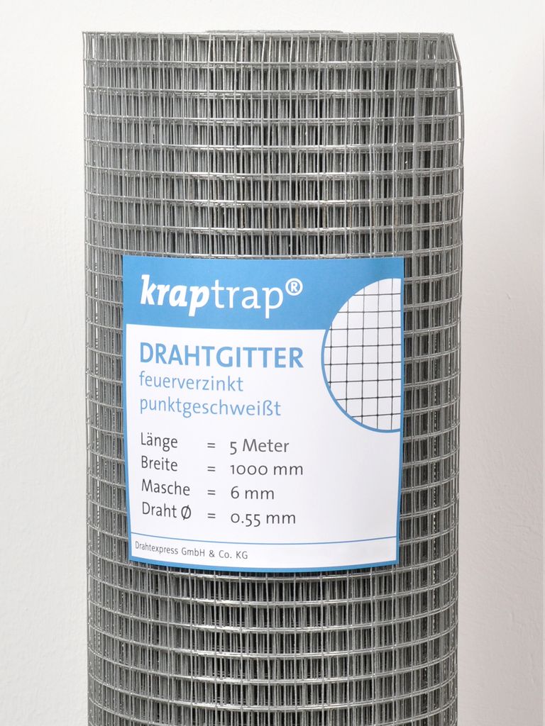 Kraptrap engmaschiger Volierendraht 6x6 – 5m x 1m Drahtgitter als Hochbeetgitter oder als Schutz vor Wühlmäusen und Spitzmäusen 6x6 Mäusedraht