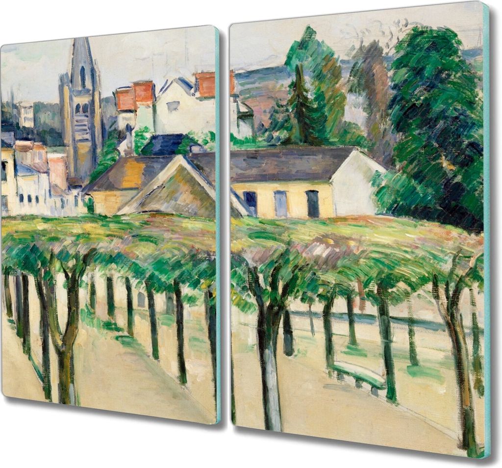 Coloray Schneidebrett Herdabdeckplatte 2x30x52 cm Kochplattenabdeckung Hackbrett Küchenbrett - Hof Stadt grün