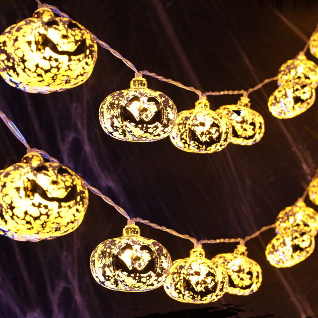 2.5m Halloween Golden Kürbis LED Lichterkette 8 Lichtmodi Produktbild 