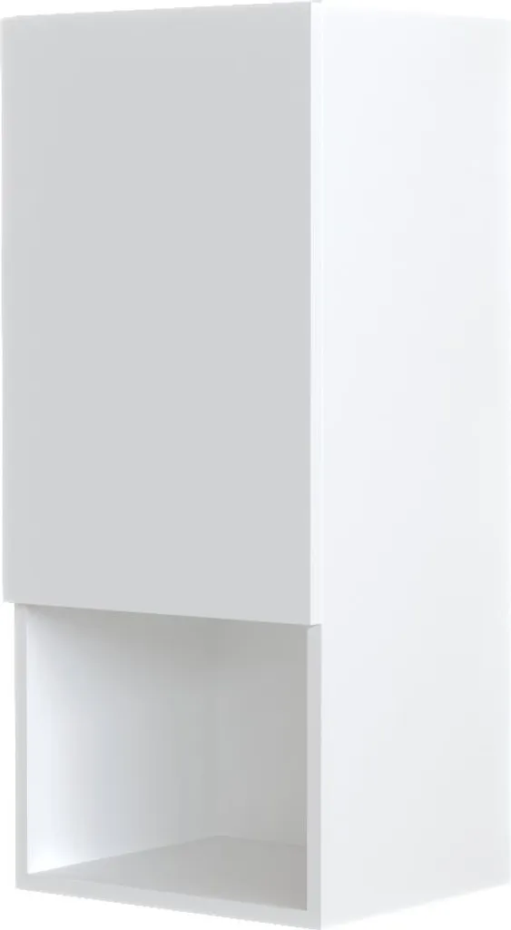 Colonne de rangement blanche avec porte et niche - Dim. 35x80x32.5 cm