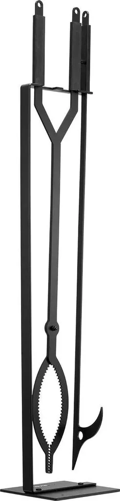 Ensemble outils cheminée en fer forgé noir - Pince tisonnier avec pied