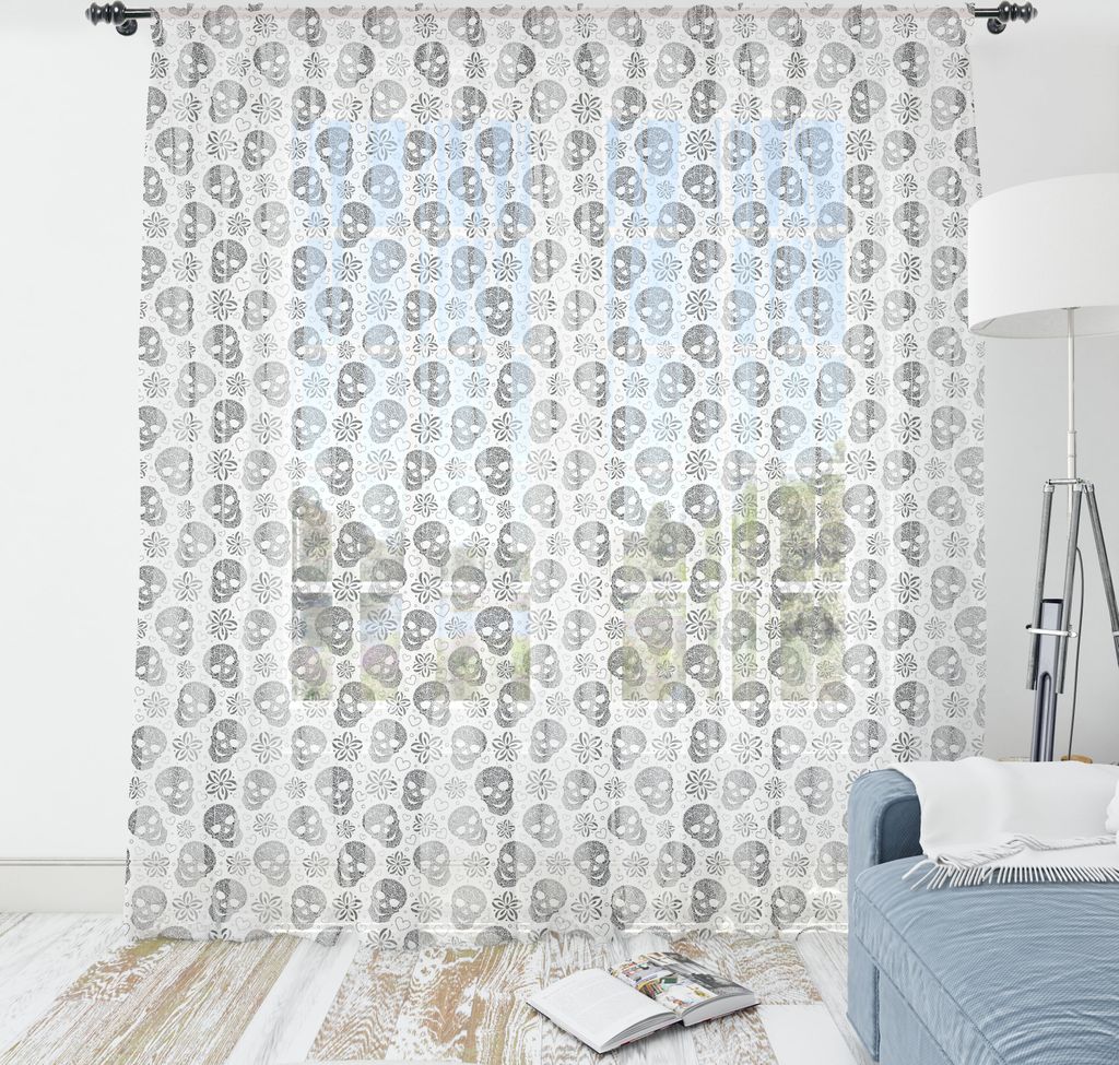 ABAKUHAUS Schädel Wandteppich, Abstrakte Blumenschädel Gänseblümchen Herz Illustrations Vintage Art Druck, Wohnzimmer Schlafzimmer seidiges Sat...