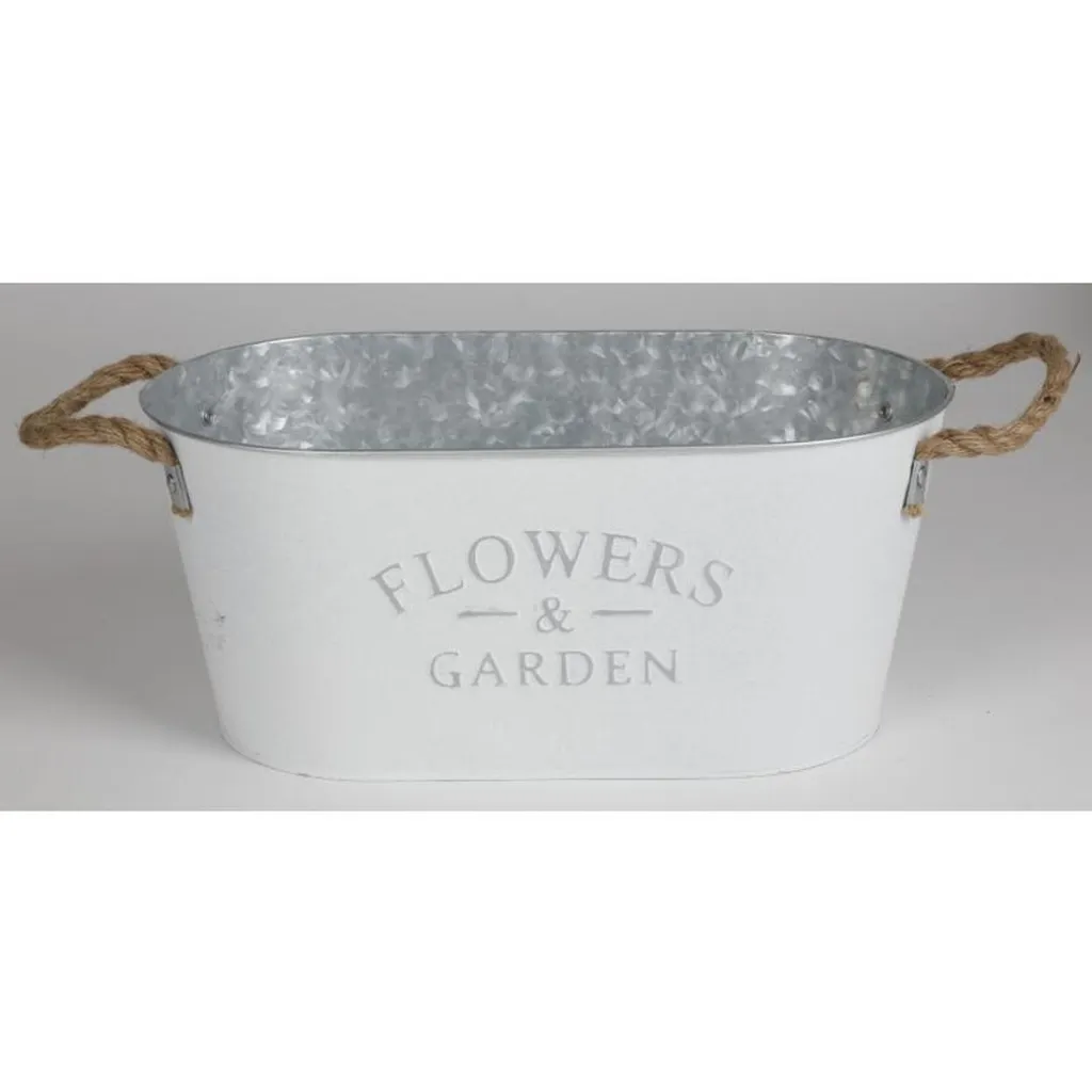 Pot à fleurs blanc argenté motif Flowers 35cm - Lot de 6 jardinières