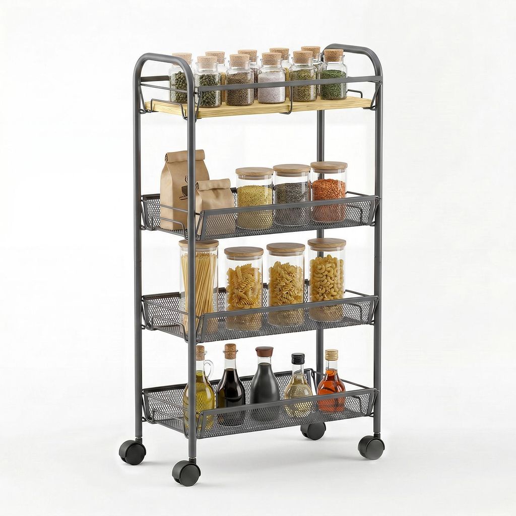 Sekey Küchenwagen schmal Nischenregal mit Rollen 20cm breit Produktbild 