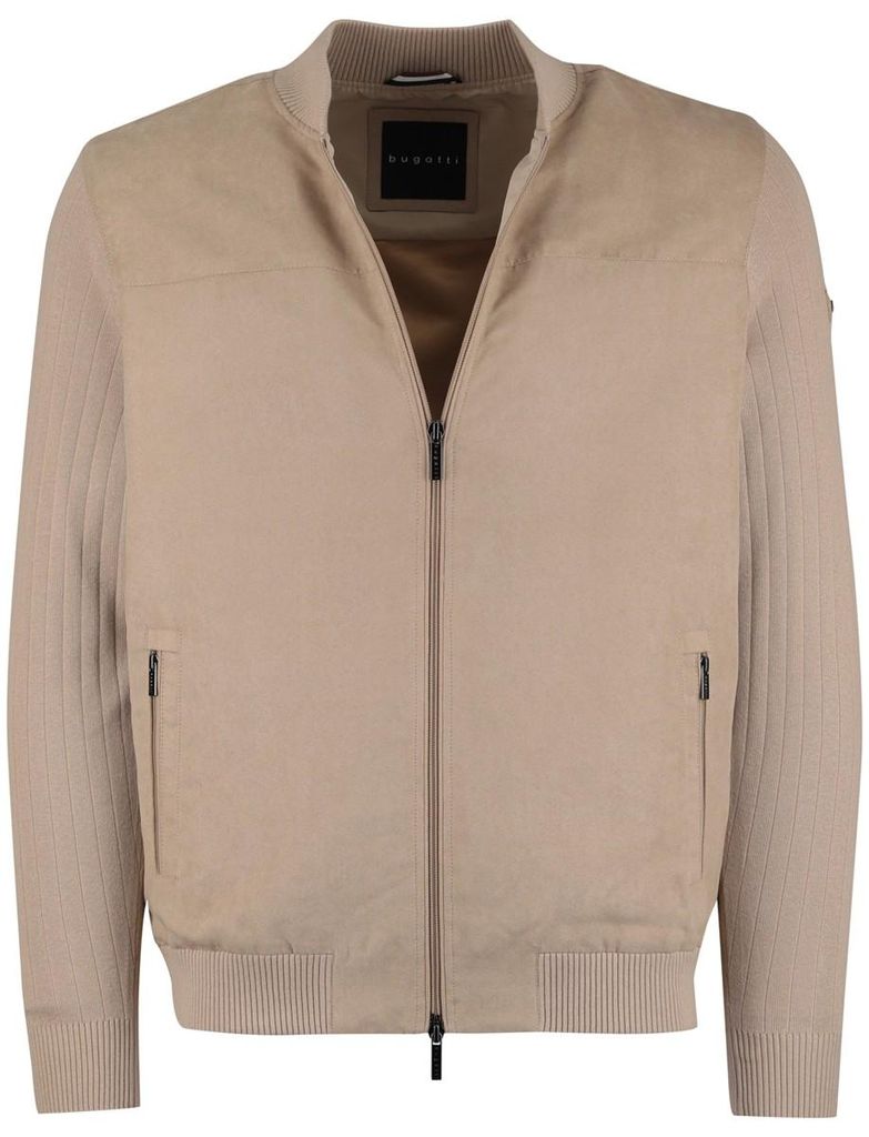 Bugatti Strickjacke Baumwolle beige weite Passform