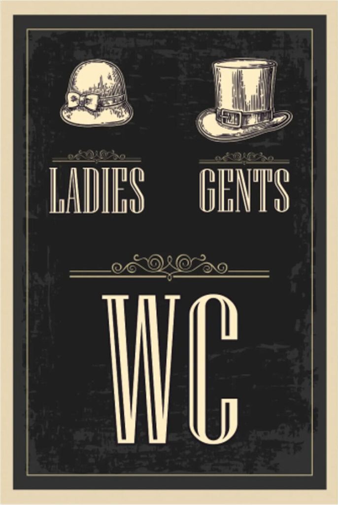 WC Türschild Vintage Holz 20x30 cm, Retro Toiletten Schild selbstklebend, Badezimmerschild für Damen & Herren, Türdeko WC, Bad Wanddeko