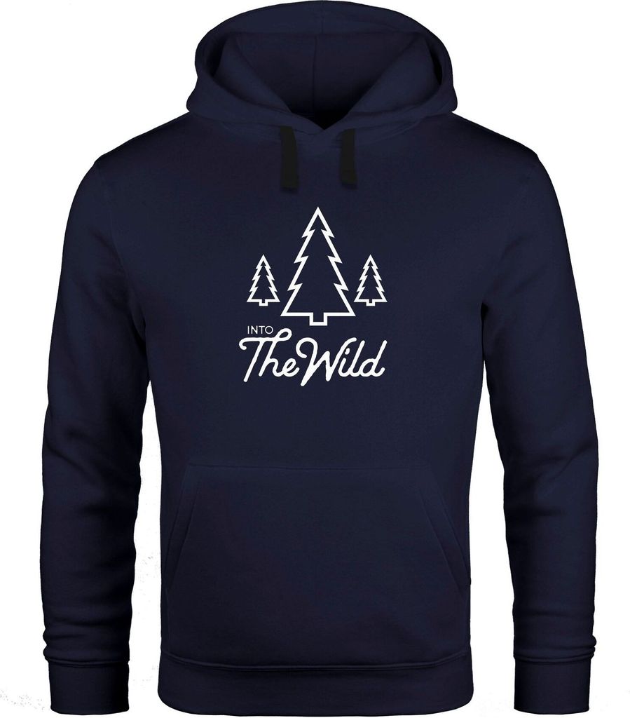 Hoodie Herren Into The Wild Abenteuer Adventure Wilderness wandern Kapuzen-Pullover Männer Neverless schwarz 4XL