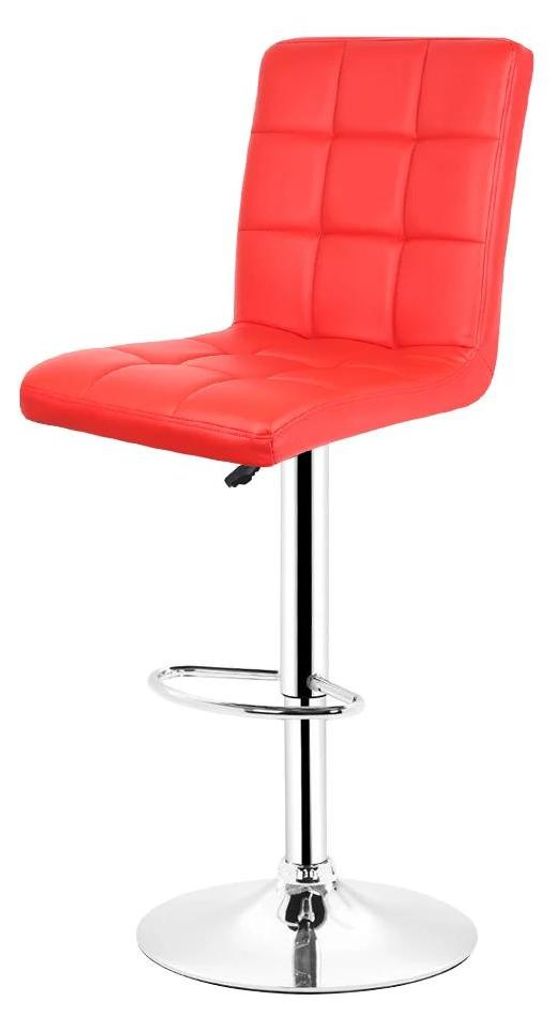 2er-Set Barhocker - Barstuhl - Höhenverstellbar, 360° drehbar, Kunstleder, Fußstütze, verchromter Metallfuß, modernes Design - Rot