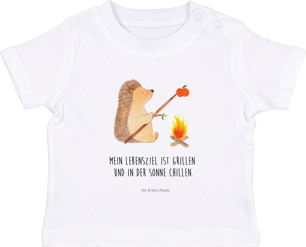Mr. & Mrs. Panda Organic Baby Shirt Igel Grillen 0. - 6. Monat - Weiß - Geschenk, Babyshirt, Ziele, Sinn Des Lebens, , Spruch, Lustige Sprüche, T...