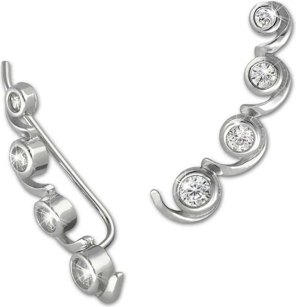 SilberDream Ohrringe Ear Cuff Welle Zirkonia weiß Ohrklemmen 925 Silber D2GSO417W