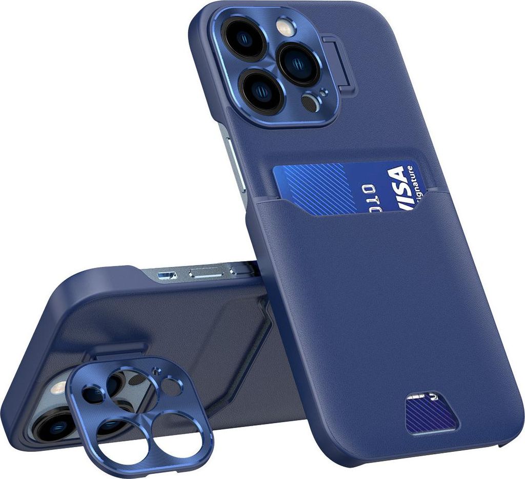 Leder Stand Hülle Samsung Galaxy S23 Hülle Kartenhülle Wallet Cover mit Ständer Blau