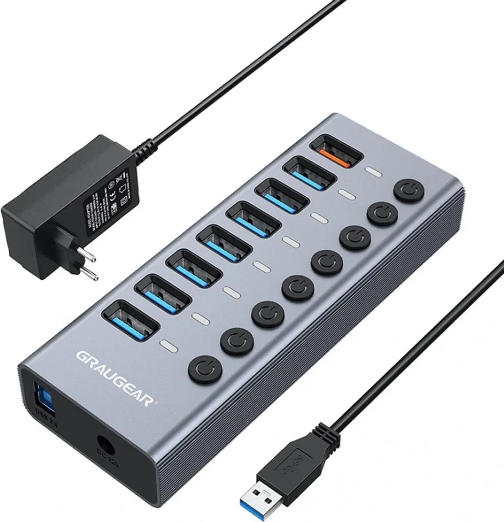 Hub USB pour Ordinateur Portable 7 Ports USB-A et Chargeur Mobile