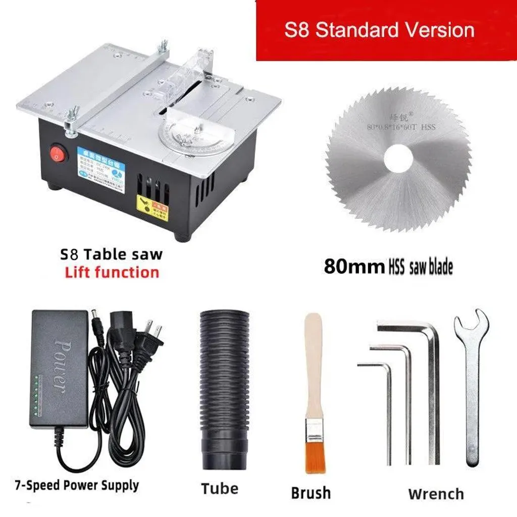 Mini-scie circulaire de table S8 - Moteur 96W Gris - Vitesse Réglable