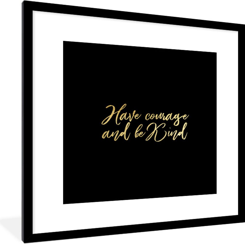 MuchoWow Gerahmtes Poster Zitate - Zuversicht - Gold - Schwarz 40x40 cm - Poster mit Schwarzem Bilderrahmen Wandposter Rahmen Foto Bilder - Poste...