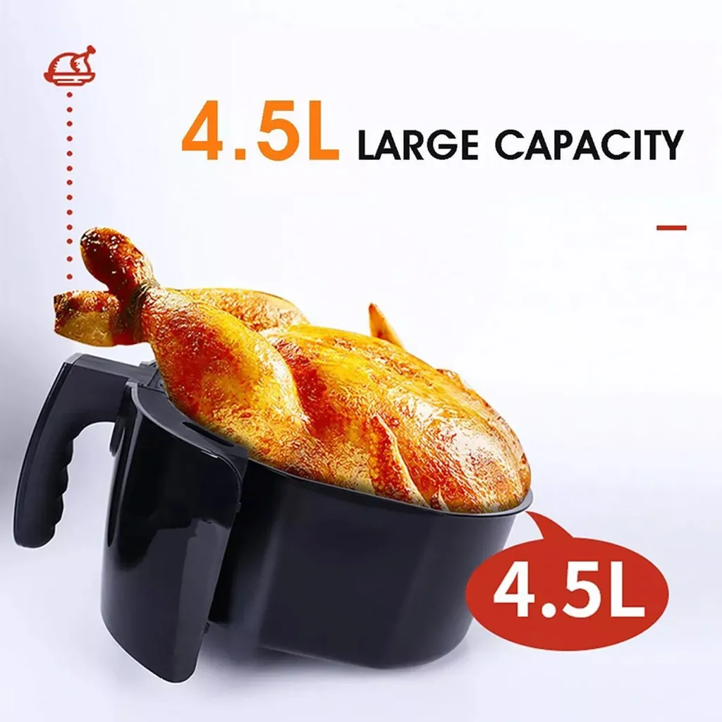 Friteuse à air 1400W Vert - Cuisson sans graisse 4,5L et Design Compact - 4