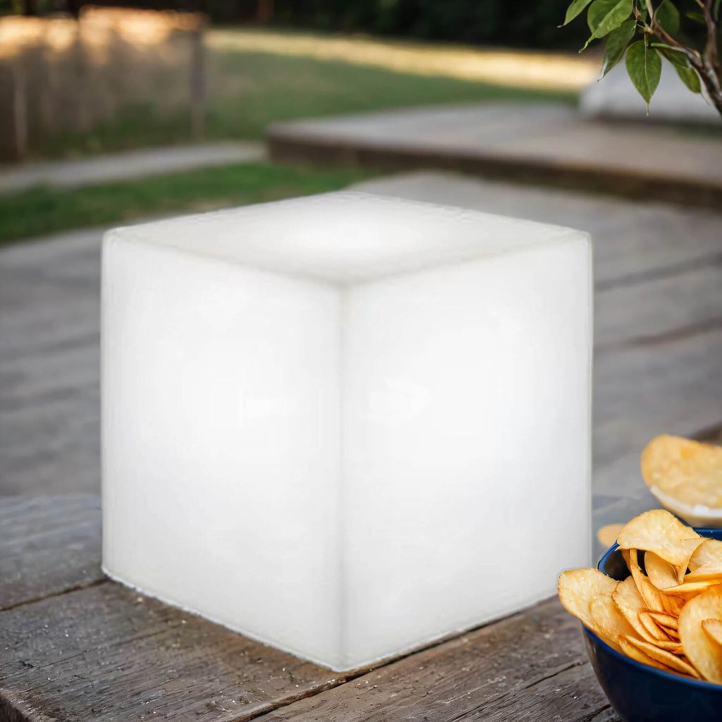 LED Wegeleuchte Solar Dimmer 20 cm breit cm IP65 Weiß eckig Farbwechsel RGBW 50-600 lm Modern Außenlampe