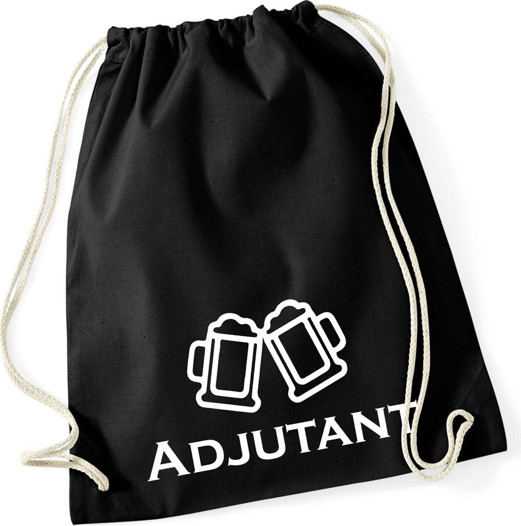 Huuraa Turnbeutel Adjutant Schützenfest 12 Liter Black Baumwolle Rucksack Geschenkidee