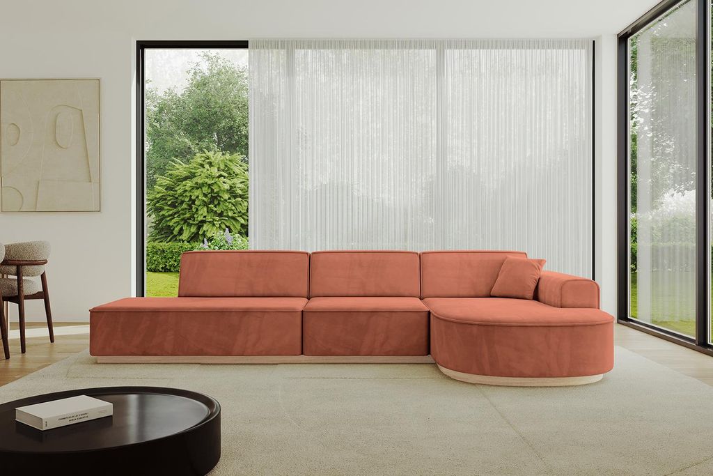 ALTDECOR Ecksofa in L-Form ARRIO-L2 - 328x171x83 cm Apricot - Corner Sofa Bett Eckcouch Couch Wohnlandschaft Cauchsofa
