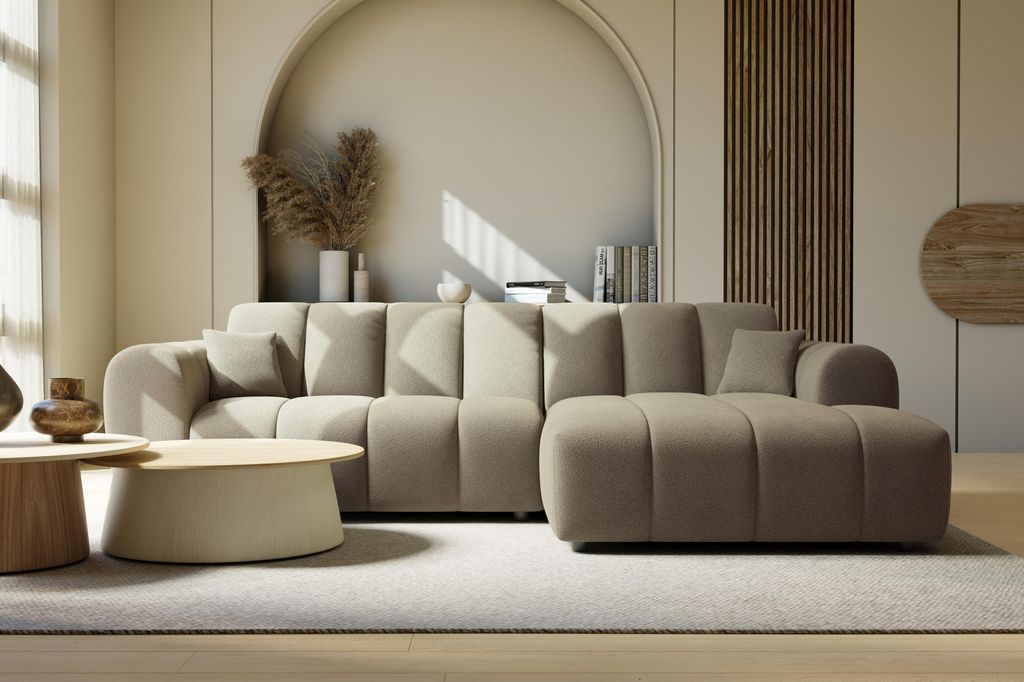 LetSit Ecksofa Rocco L Egon, Loungesofa zum Entspannen, Ecksofa L Form, Polstersofa, Bequemes Couch mit Ottomane für Wohnzimmer, Graubraun, Rechts