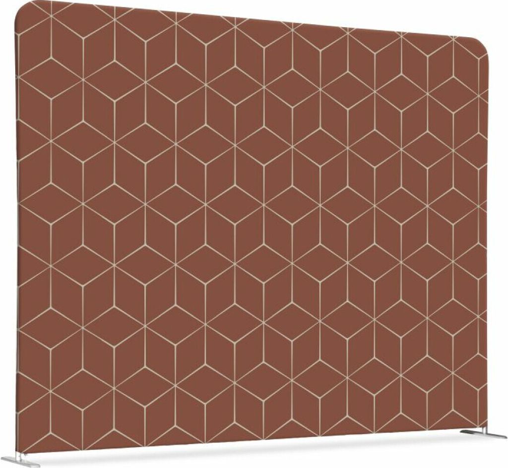 Showdown Textil Raumteiler Basic - 200-150 Doppel Hexagon - Rost - Silberner Rahmen