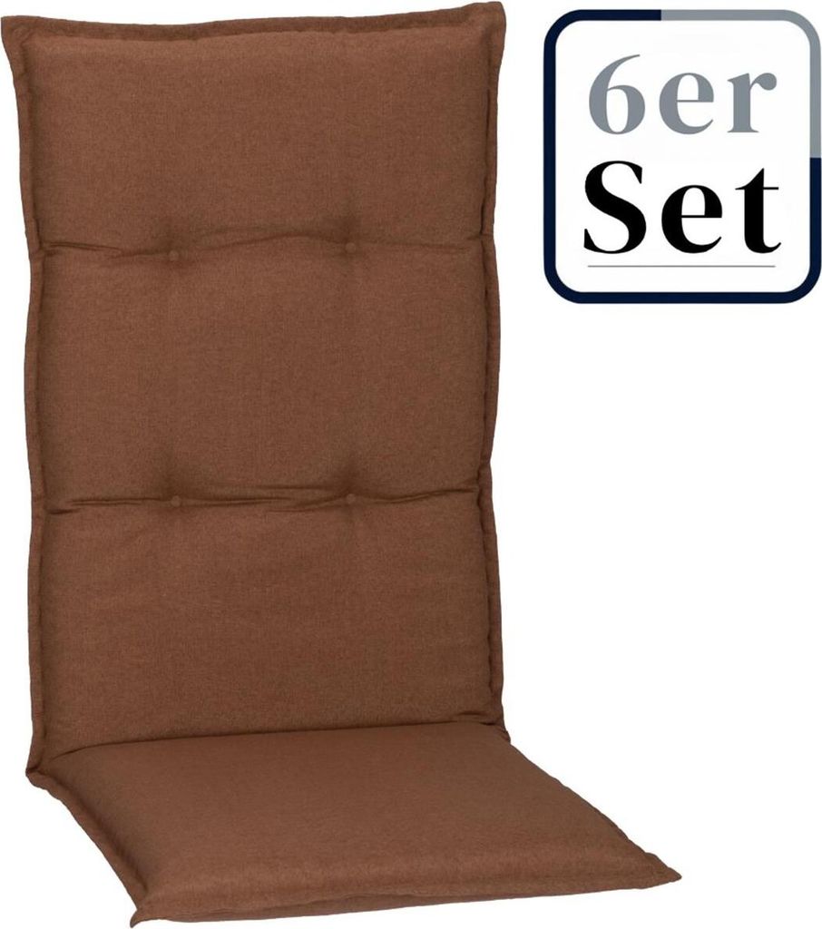 6er Set Hochlehner Auflage Tolonaro, Motiv - Uni, braun, 118x46x8cm