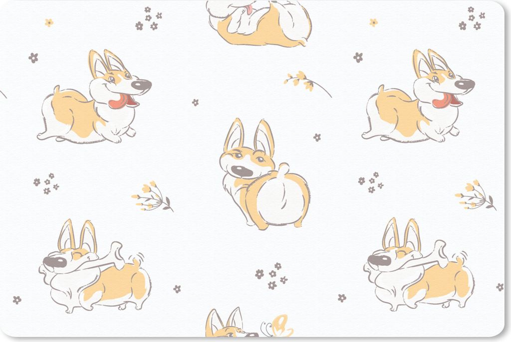 MuchoWow Mauspad Mousepad Muster - Corgi - Hund - Jungen - Mädchen - Kinder - Kind 27x18 cm - Mousepads - Maus Mat - Pad - Mausunterlage - Büro...