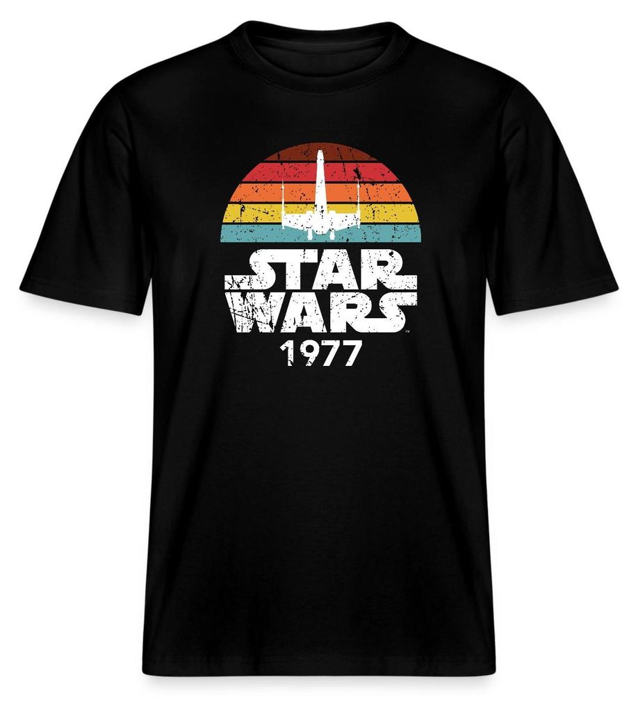 Star Wars Schriftzug 1977 Retro Relaxed Fit Uni T-Shirt, Produktbild 