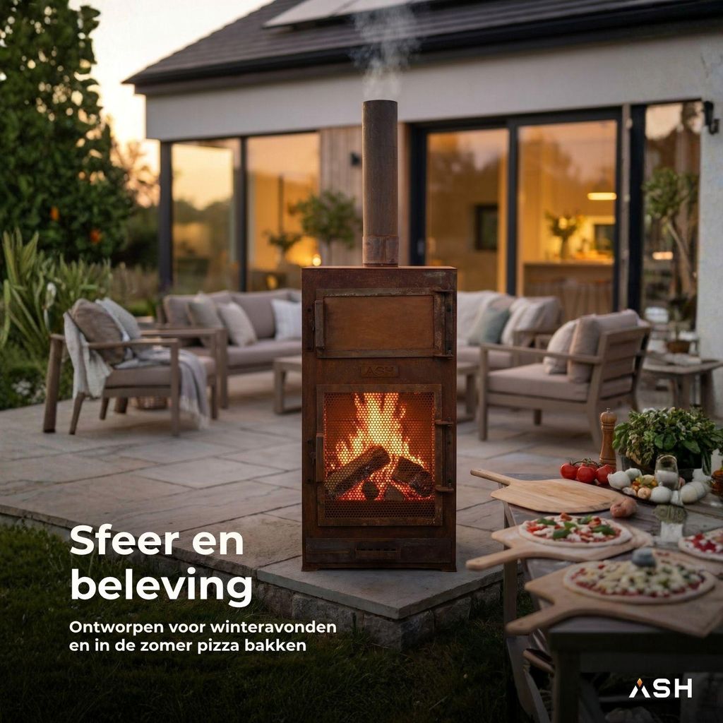 ASH – Forno – 2-in-1 – Pizzaofen / Außenkamin – Cortenstahl Produktbild 