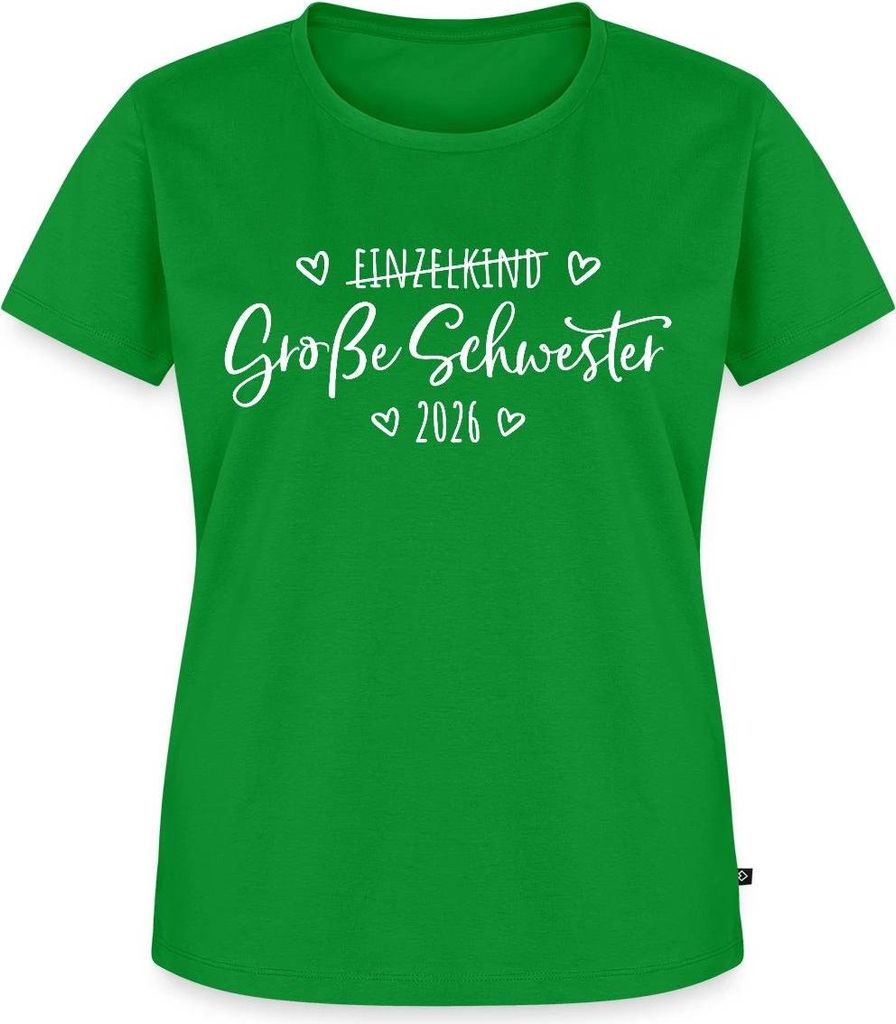 Spreadshirt Große Schwester 2026 Einzelkind Ende Herz Frauen Premium T-Shirt, XL, Grün