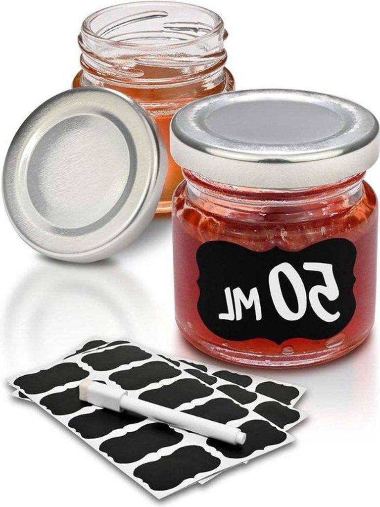 Kleine 50ml Gläschen mit Deckel und Etikett, luftdicht