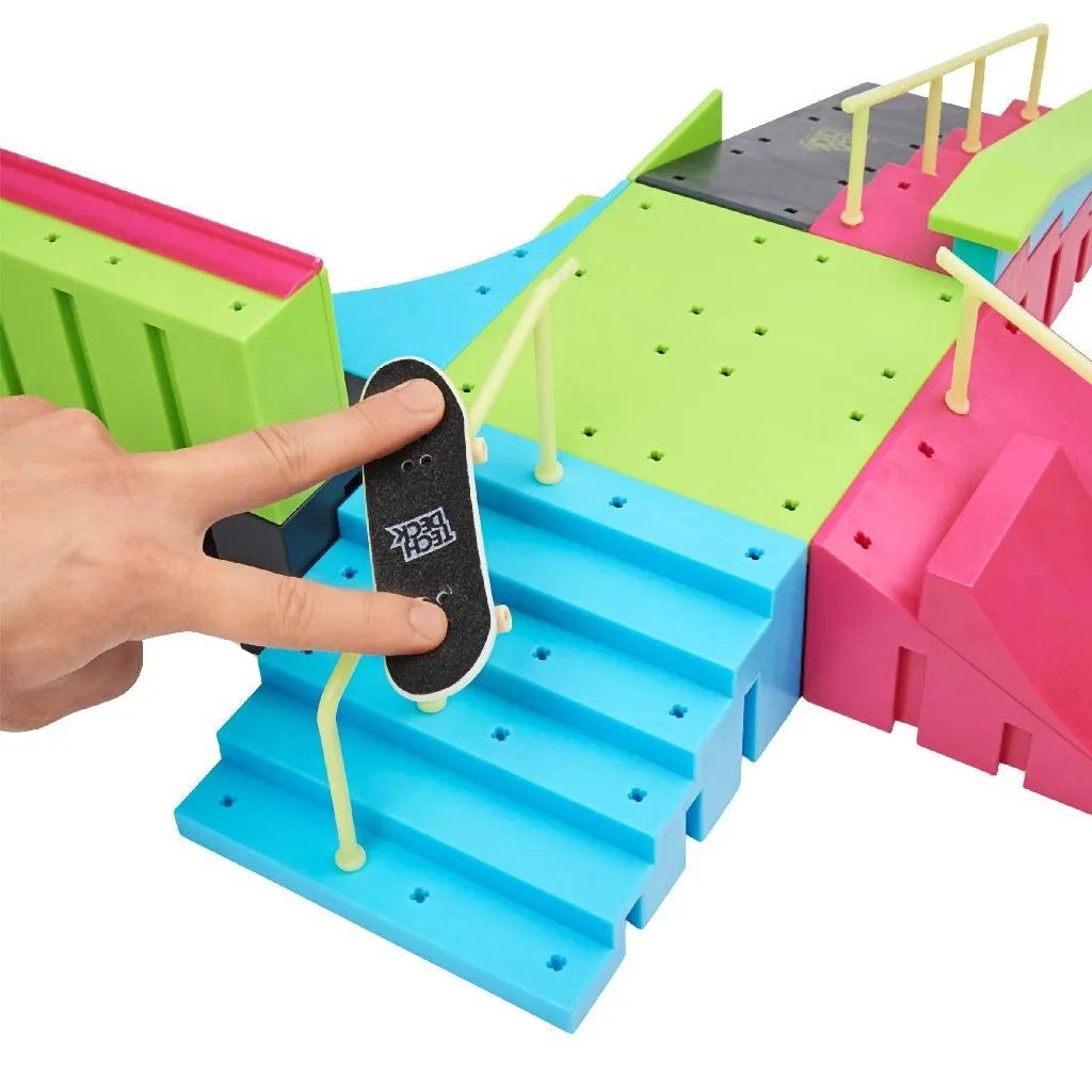Rampe de Lancement Tech Deck Neon Mega Ramp pour Entraînement au Finger
