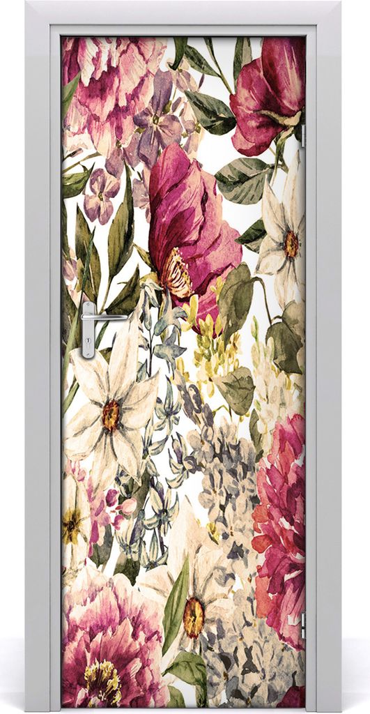 Tulup Türaufkleber 75x205 cm Dekorative Aufkleber Selbstklebend Wasserdichte Tapete Abnehmbar Schlafzimmer Wohnzimmer Wohnkultur - Blumenmuster