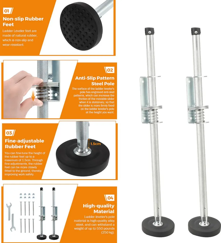 Solution de mise à niveau pour échelle sur terrain en pente et mou - 3