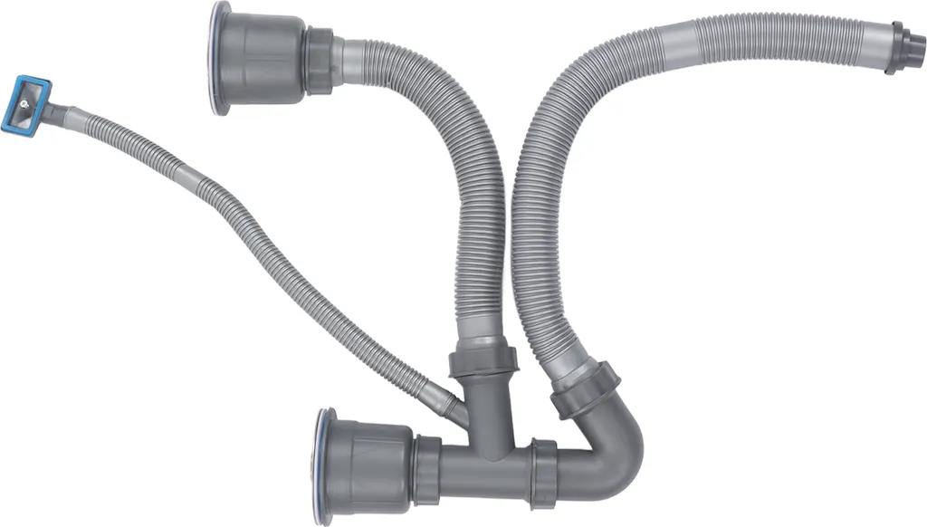 Kit vidange évier cuisine double tuyau flexible gain d'espace