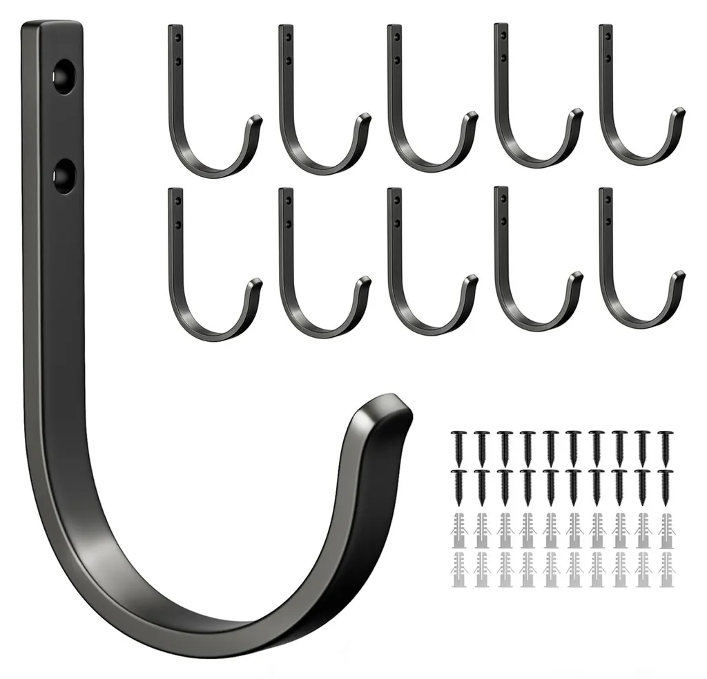 Patères murales noires lot de 10 pour vêtements et serviettes de bain