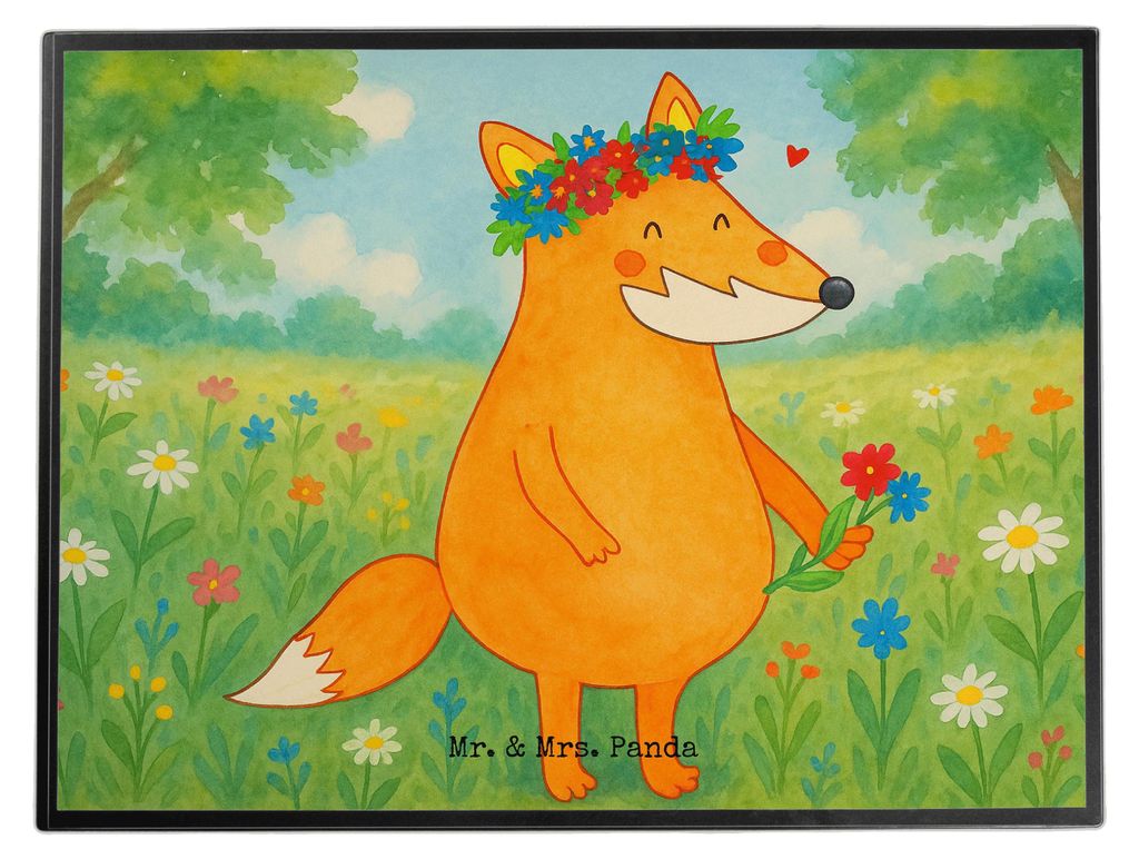 Mr. & Mrs. Panda Schreibunterlage Fuchs Blumen Design - Weiß - Geschenk, Motivation, schreibtischunterlage, tischauflage, Ich, Blumenliebe, Unterl...