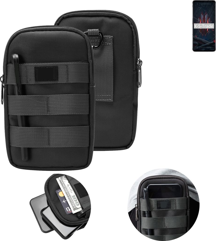 K-S-Trade Holster Gürtel Tasche kompatibel mit nubia Red Magic 6S Pro Handy Tasche Schutz Hülle dunkel-grau viele Fächer, 1x