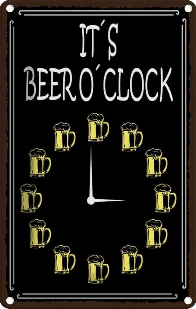 vianmo Blechschild 18x12 cm it ́s Beer o ́clock Bier Alkohol Essen Trinken Bar Club