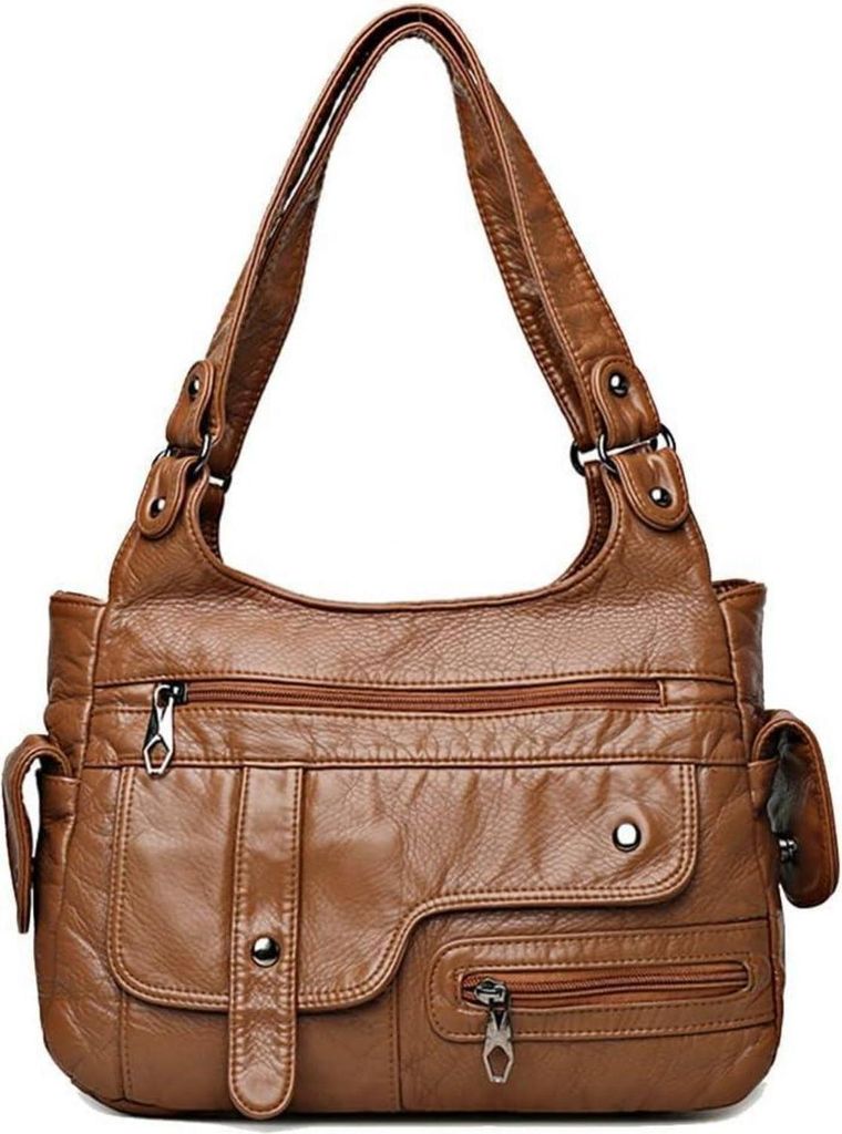 Hobo Handtasche aus Kunstleder Vintage Damen Khaki Produktbild 