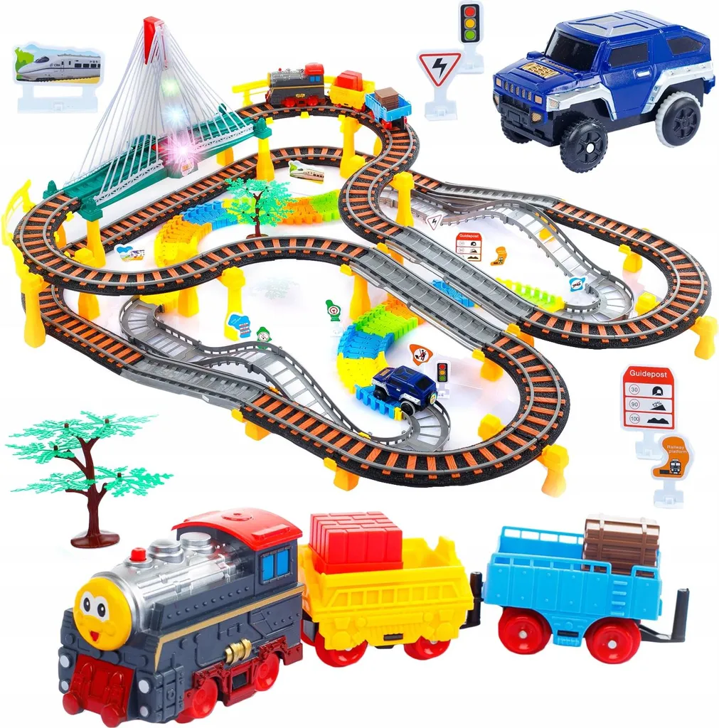 Circuit Train et Course Électrique Kinderplay KP0635 - 192 Pièces Enfant