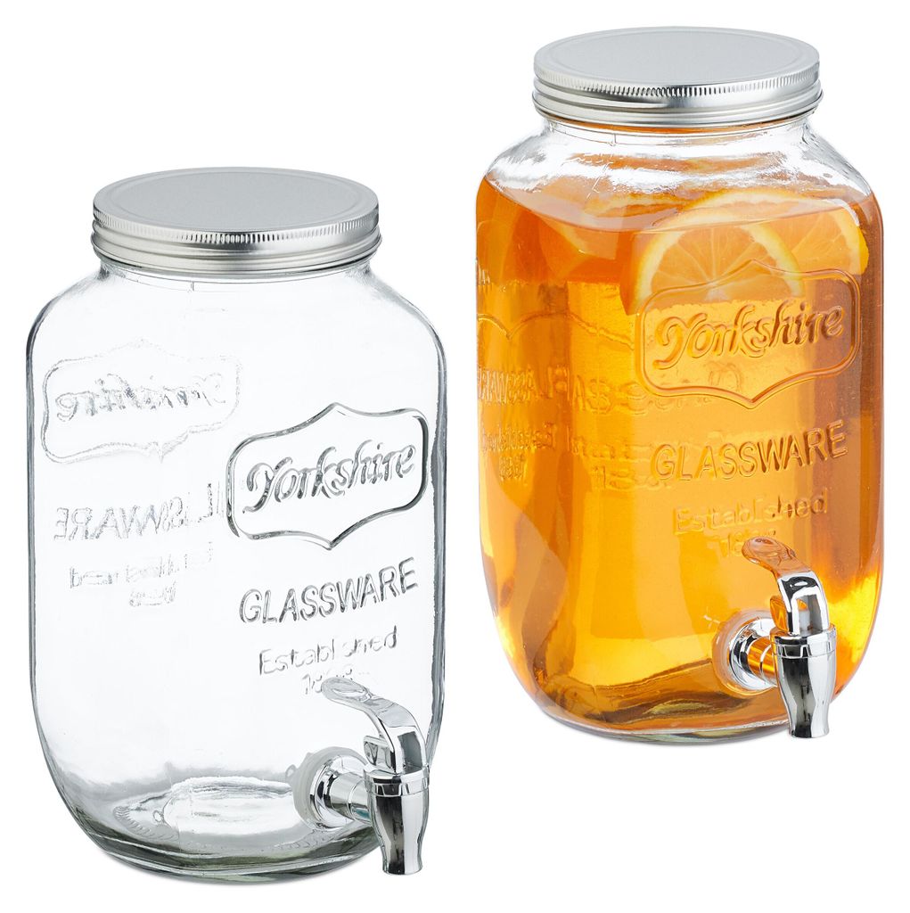 Relaxdays Getränkespender 2er Set, Limobehälter 3,5L, Produktbild 