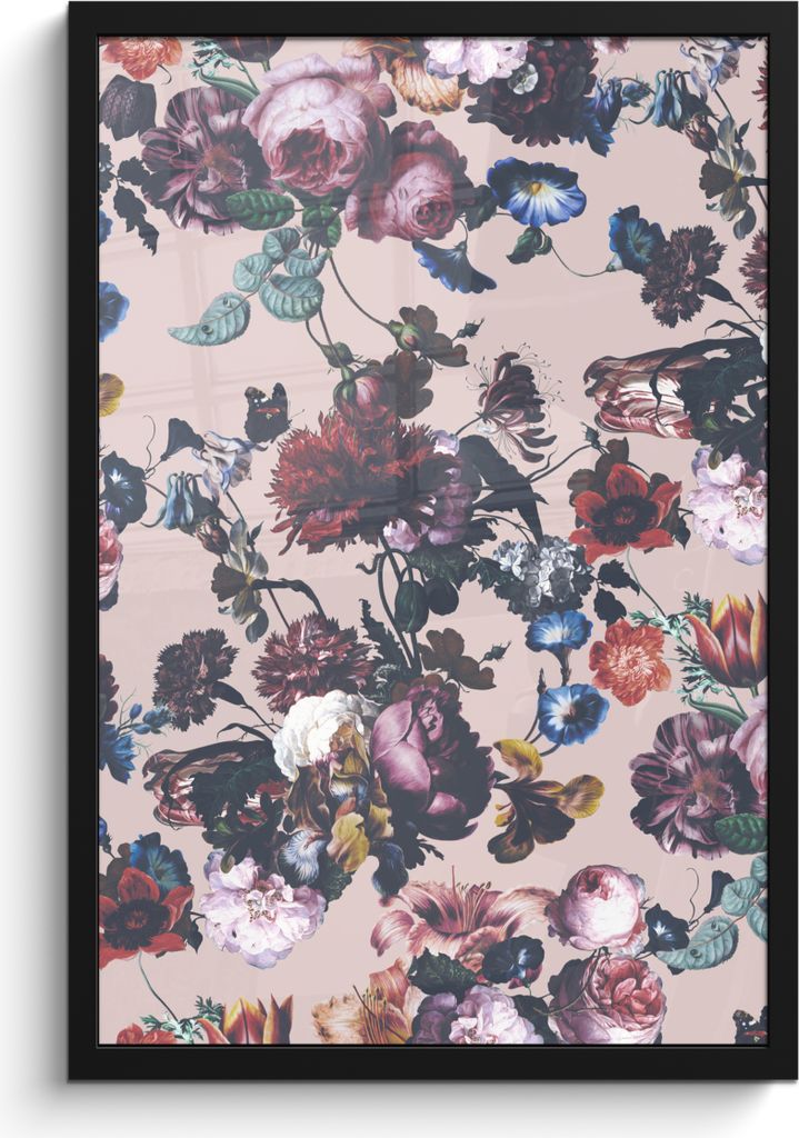 MuchoWow MuchoWow Gerahmtes Poster Blumen - Collage - Farbe 40x60 cm - Poster mit zchwarzem Bilderrahmen - Papierdruck - Wandbilder