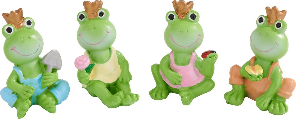 VBS Gartenfrösche Set 4 Stück 2.7x2.7x4.0 cm Dekofiguren für Garten und Teich