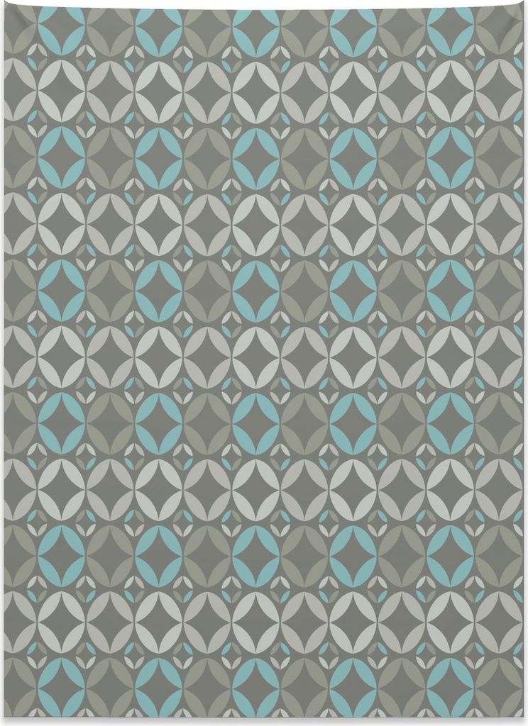 Abakuhaus Grau und Blau Wandteppich, Retro Kreise aus Weiches Mikrofaser Stoff Kein Verblassen Klare Farben Waschbar, 110 x 150 cm, Hellgrau Hellbl...