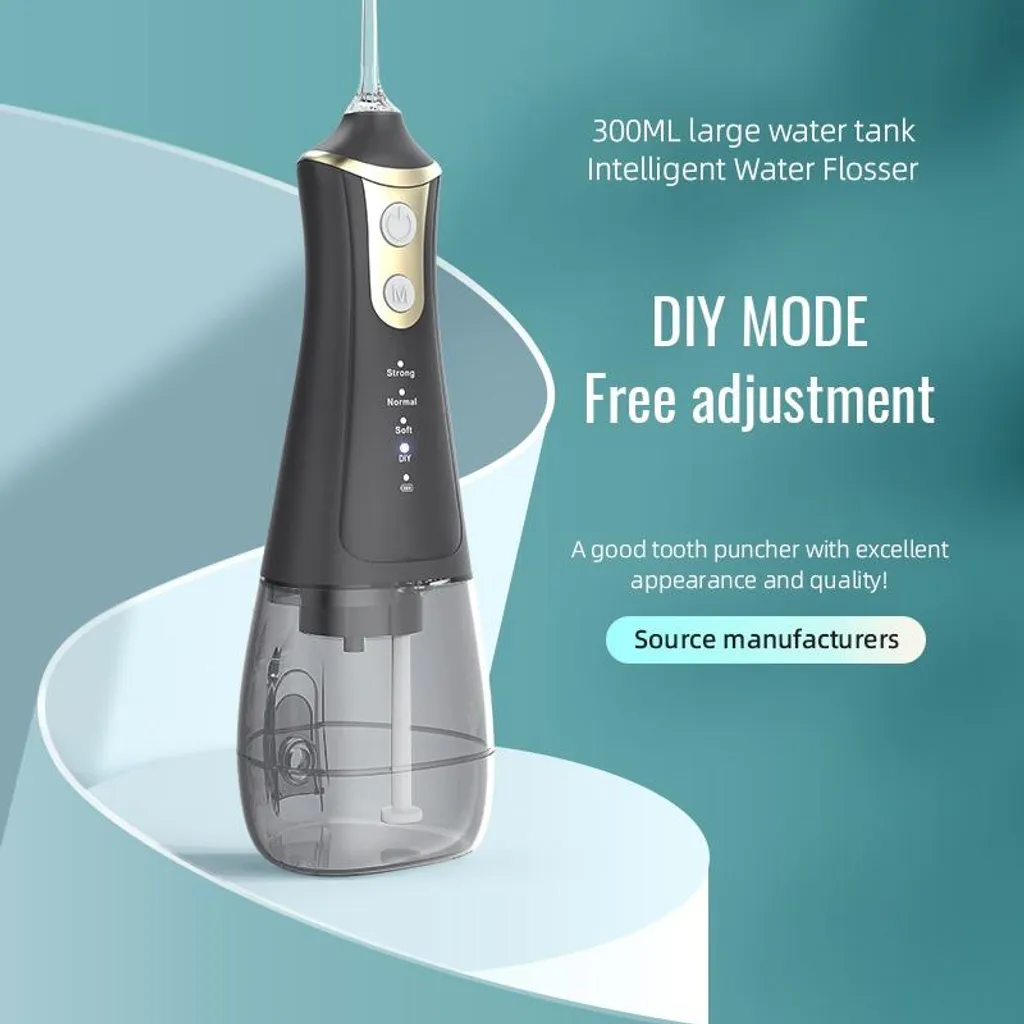 INF Hydropulseur Électrique Portable Noir - 4 Modes & 5 Embouts