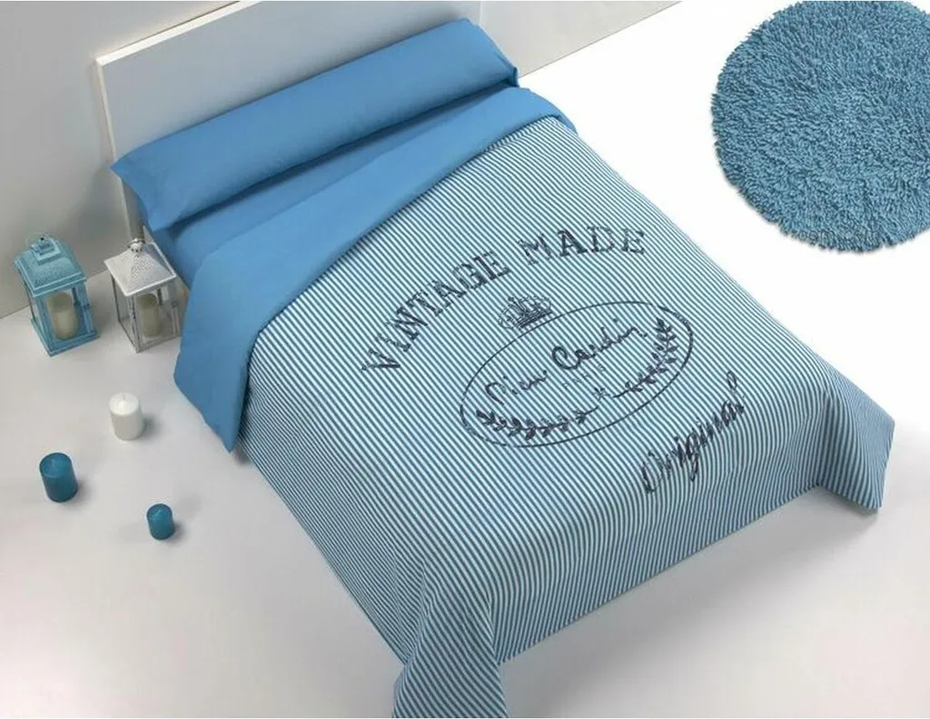 Parure de lit 3 pièces Bleu Double size Hosteline MADE pour un confort pro