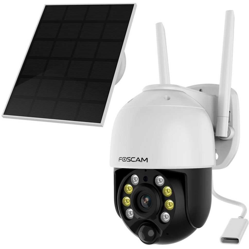 Foscam B4 batteriebetriebene 2K 4 MP WLAN-Überwachungskamera mit Schwenk- und Neigefunktion, inkl. Solarpanel