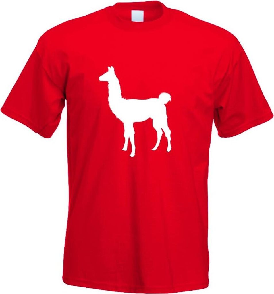 Kiwistar - T-Shirt - rot - Lama Alpaca Kamel Motiv Bedruckt Funshirt Design Print - mit Motiv Bedruckt - Funshirt Design - Sport - Freizeit - Herre...