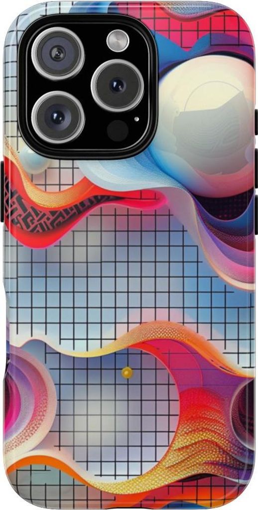 Bunte abstrakte Wellen mit Kugeln – Hülle Kompatibel mit iPhone 16 Pro